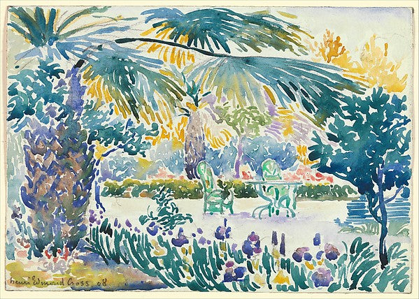 Henri-Edmond Cross:Garden of the Painter at Saint Clair 1908-16x12"(A3) Poster