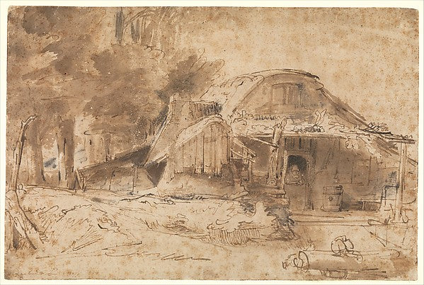 Rembrandt:Cottage near the Entrance to a Wood 1644-16x12"(A3) Poster