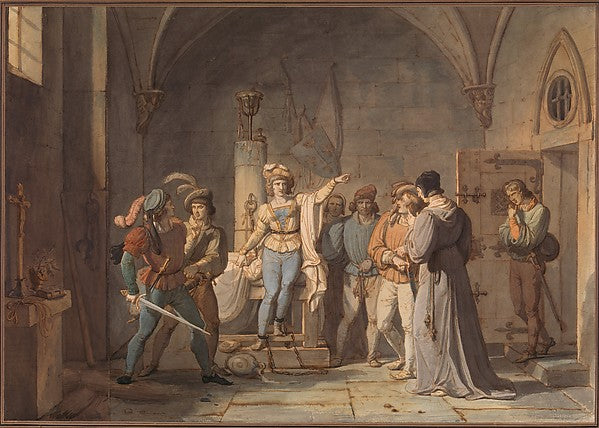 Joan of Arc Imprisoned in Rouen 1819-Pierre Henri Revoil,16x12"(A3)Poster