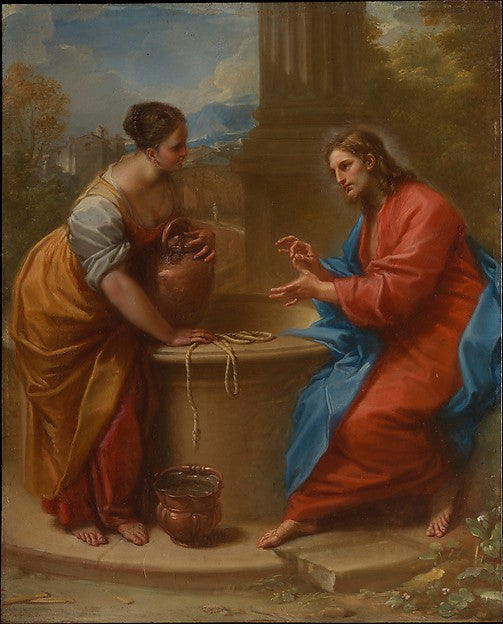 Benedetto Luti:Christ and the Woman of Samaria 1715–20-16x12"(A3) Poster