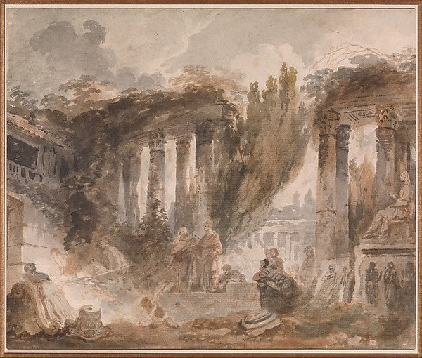 Jean Honoré Fragonard - Capriccio - Excavation of Roman Ruins c, Poster Print Wall Art