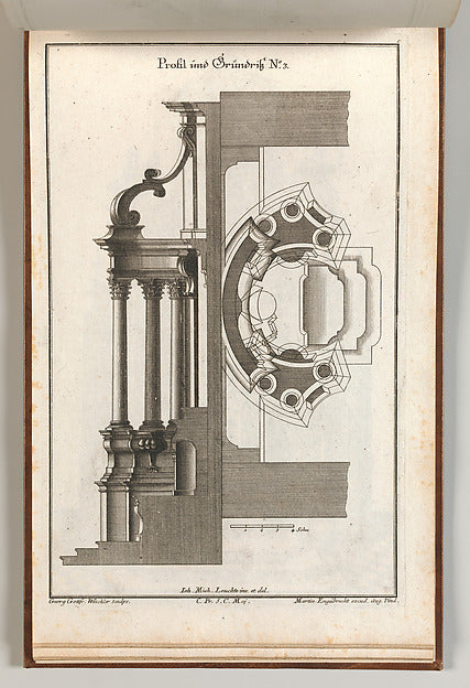 After Johann Michael Leüchte:Floorplan and Side View of an A-16x12"(A3) Poster