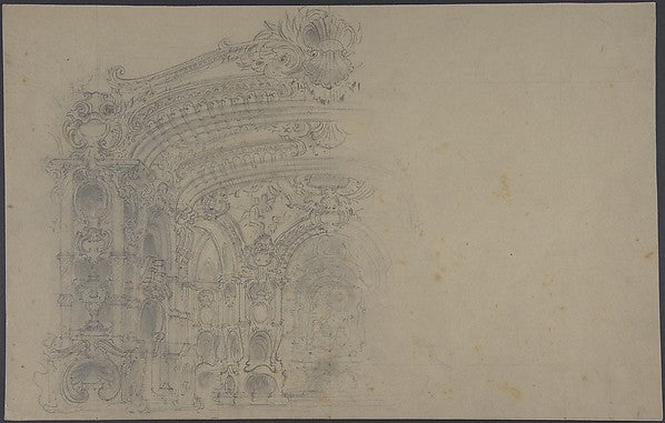 Stage Set Design: Left Half of Elaborate Baroque-Rococo Style,16x12"(A3)Poster