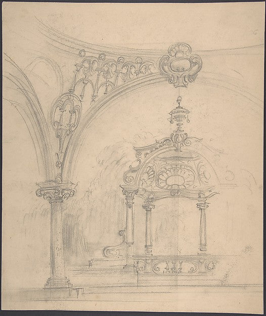 Stage Set Design: View of a Baldacchino seen through Rounded A, Poster Print