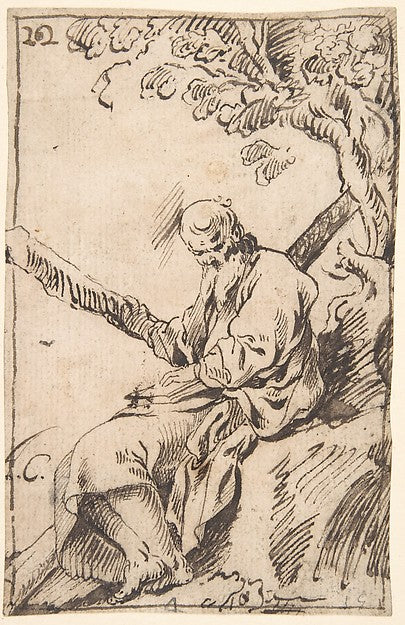 Figure of St. Andrew seated in a Landscape 1616–68-Antonio del, Poster Print Wall Art