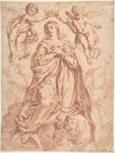 Coronation of the Virgin 17th cent-Anonymous, Spanish, 17th ce,16x12"(A3)Poster