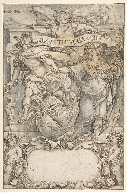 Design for a Frontispiece: Mercury and Fame 1650-Francisco Ri,16x12"(A3)Poster