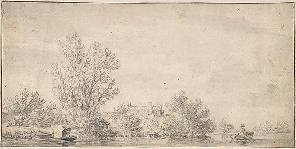 Landscape early 17th–mid 17th cent-Attributed to Jan van Goyen,16x12"(A3) Poster