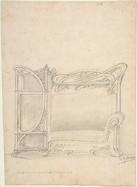 Design for a Combination Bookcase and Sofa Scale lines at bo, Poster Print