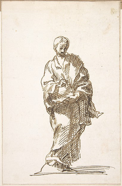 Standing Figure of an Evangelist 17th cent-Anonymous, Spanish,,16x12"(A3) Poster