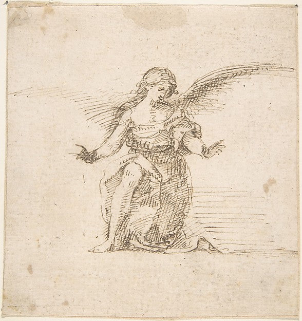 Kneeling Angel With Hands Outstretched 17th cent-Anonymous, Sp, Poster Print Wall Art
