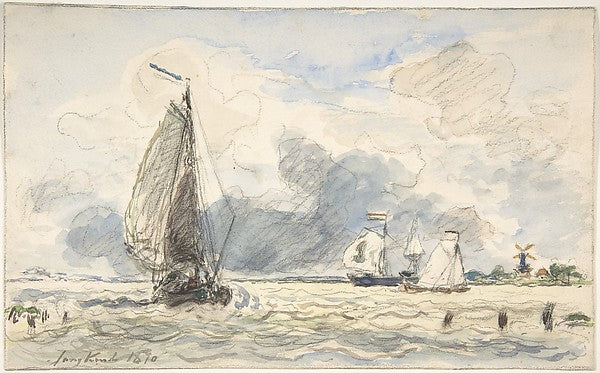 Dutch Fishing Boats Verso: Sketches of Boats 1870-Johan Barth,16x12"(A3) Poster