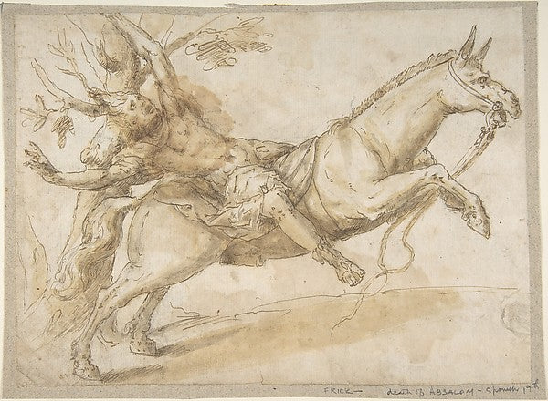 Death of Absalom 17th cent-Anonymous, Spanish, School of Sevil,16x12"(A3)Poster