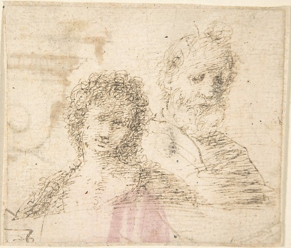 Busts of a Young Woman and an Old Bearded Man 17th cent-Anonym, Poster Print Wall Art
