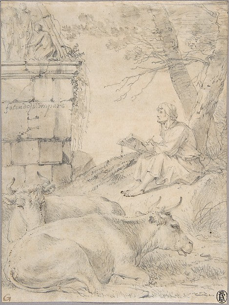Artist Drawing in an Italianate Landscape 17th cent-Jan van Os,16x12"(A3)Poster