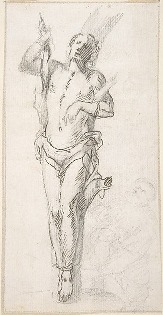 Saint Sebastian 17th cent-Anonymous, Spanish, School of Sevil,16x12"(A3) Poster