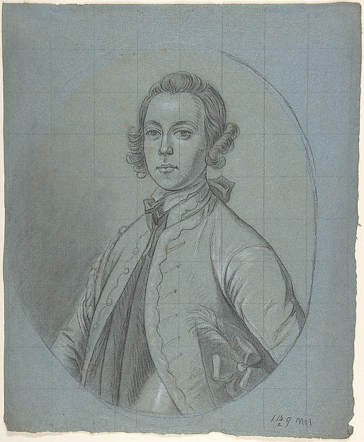 Oval Bust-Length Portrait Study of a Young Man c1740–60-Circl,16x12"(A3)Poster