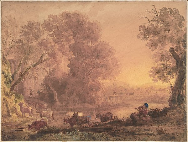 Arcadian Landscape 1820–42-George Barret, the younger,16x12"(A3) Poster