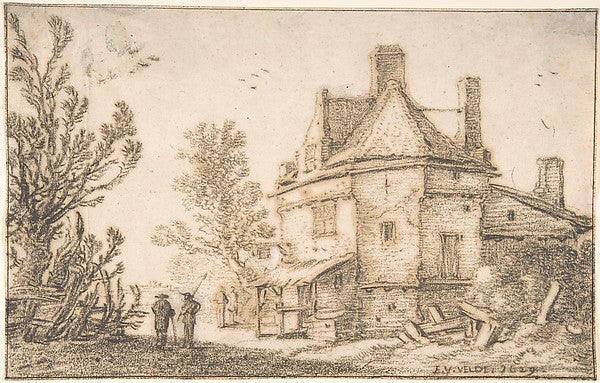 Landscape with an Inn 1629-Esaias van de Velde, Poster Print Wall Art