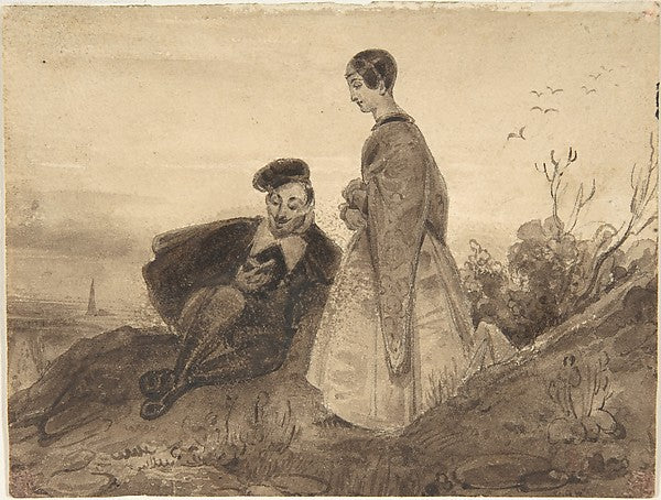 Man and Woman in a Landscape c1826–27-Richard Parkes Boningto, Poster Print