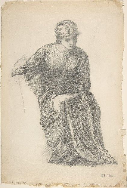 Seated Woman 1864-Sir Edward Burne-Jones,16x12"(A3)Poster
