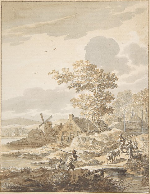 Landscape with Windmill 18th cent-Anonymous, Dutch, 18th cent, Poster Print Wall Art