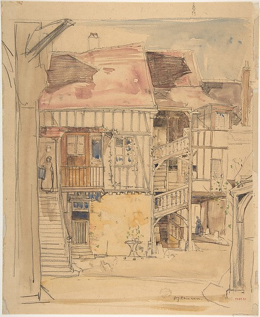 Courtyard Blois c1885–1945-Sir David Young Cameron, Poster Print Wall Art