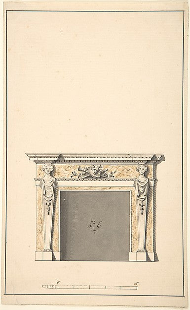 Design for a Fireplace mid-18th cent-Sir Henry Cheere, Poster Print Wall Art