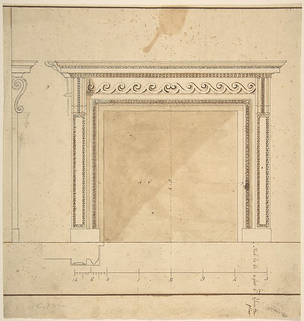 Design for a Chimneypiece with Scalloped Moldings 1743–96-Sir, Poster Print