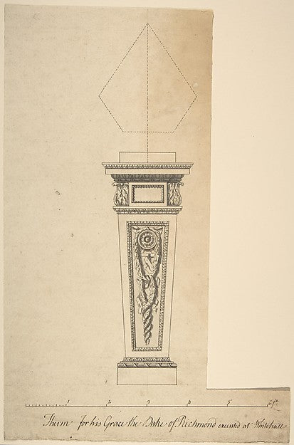 Design for a Pedestal for Richmond House Whitehall London c,16x12"(A3)Poster