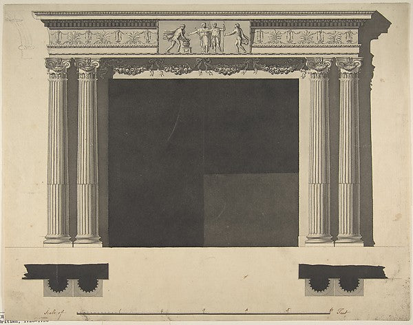 Design for a Chimneypiece with Ionic columns a Frieze and Co,16x12"(A3)Poster