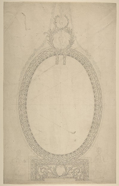 Design for a Girandole Mirror an Oval Resting on an Oblong Ba, Poster Print