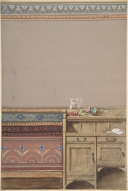 Elevation of a Dining Room Wall with Sideboard 1850–1919-Attri, Poster Print