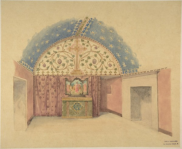 Interior of a Chapel with Altar 19th cent-John Gregory Crace,, Poster Print Wall Art