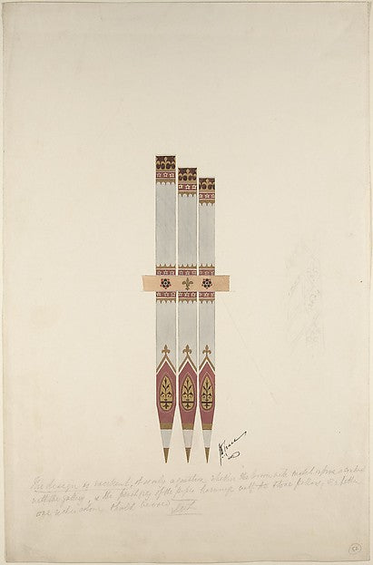 Design for Organ Pipes Decorated with Flowers and Fleur-de-lys, Poster Print Wall Art