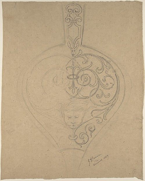 Rinceau Ornament with the Head of a Zephyr c1889-John Dibblee, Poster Print Wall Art