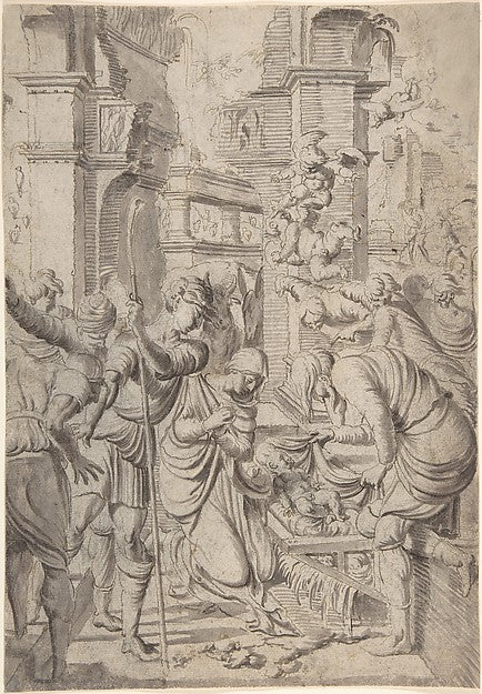 Adoration of the Shepherds early 16th–mid 16th cent-Aertgen Cl, Poster Print Wall Art