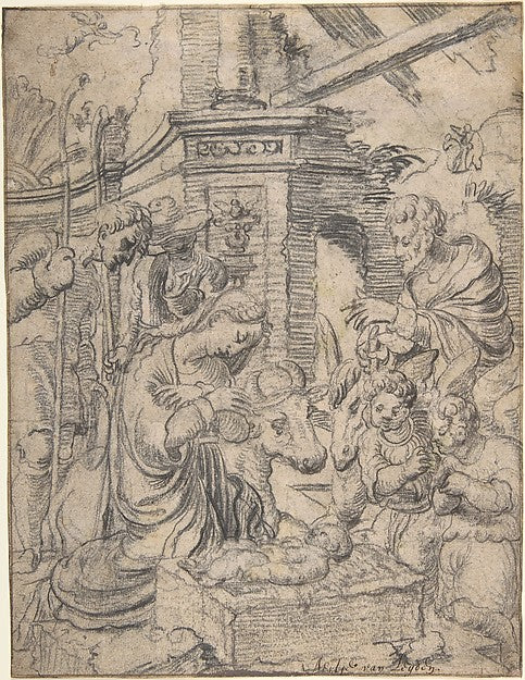 The Adoration of the Shepherds early 16th–mid 16th cent-Attrib, Poster Print