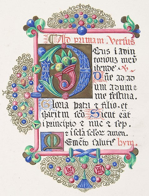 Illuminated Letter "D" within a Decorated Border 1830–62-Freem, Poster Print Wall Art