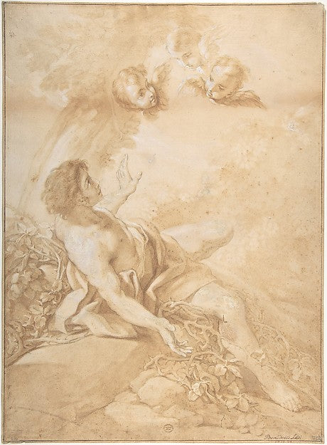 Saint Benedict on a Bed of Thorns 1666–1724-Benedetto Luti, Poster Print Wall Art