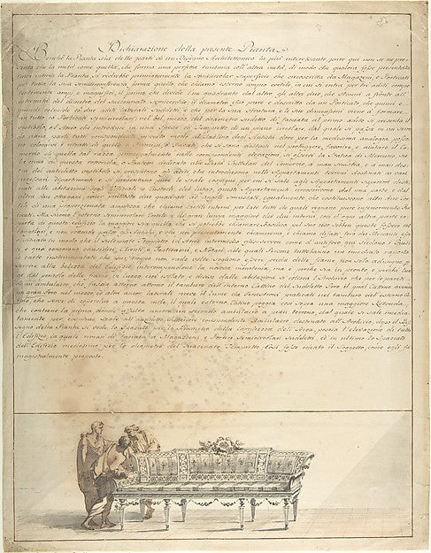 Description of a Plan with Three Figures and Divan Below 18th , Poster Print Wall Art