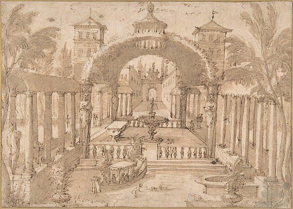 View of the Gardens of a Palace mid-16th–early 17th cent-Lodew, Poster Print Wall Art