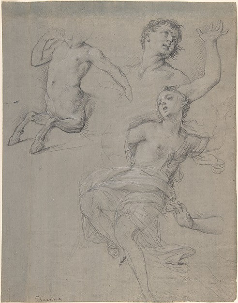 Studies for the Figure of a Centaur and a Nymph 1708–17-France, Poster Print