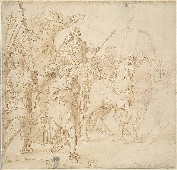 Roman Triumph 16th cent-Circle of Taddeo Zuccaro,16x12"(A3) Poster