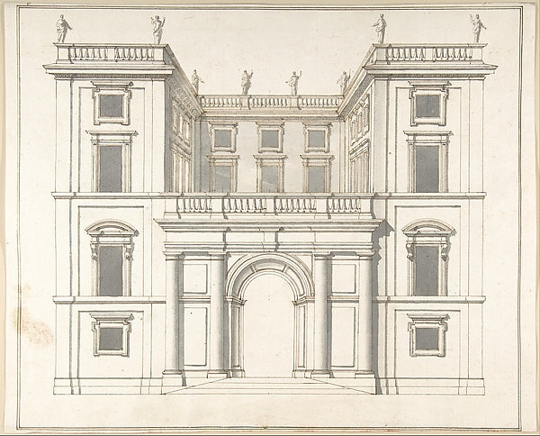 Facade of Palazzo Muti at Piazza SS. Apostoli in Rome 1710–27-, Poster Print Wall Art