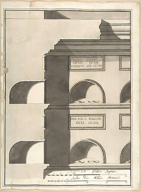 Elevation and Section of a Columbarium 1710–27-Pietro Paolo Co,16x12"(A3)Poster