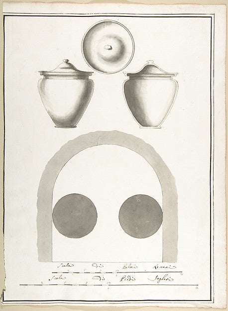 Plan of Niche in a Columbarium with a Section Elevation and T, Poster Print Wall Art