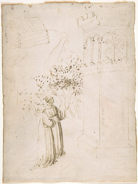 Two Monks Looking up at a Dragon in a Tower 1500–1550-Anonymou, Poster Print Wall Art