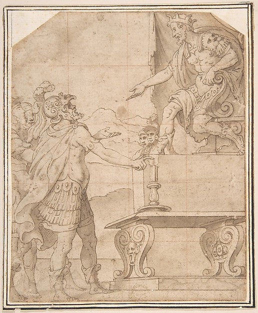 Mucius Scaevola Burning off his Hand before Porcenna 16th cent, Poster Print Wall Art