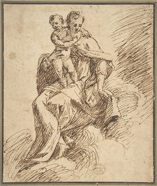 Madonna and Child on Clouds 16th cent-Anonymous, Italian, 16th,16x12"(A3) Poster